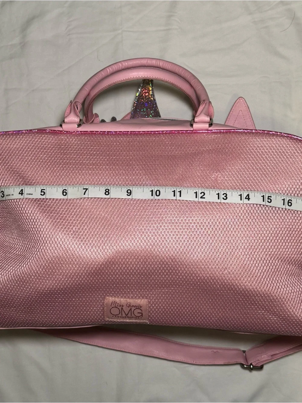 OMG Accessories Miss Gwen Unicorn Duffle Bag Pink Holographic Glitter